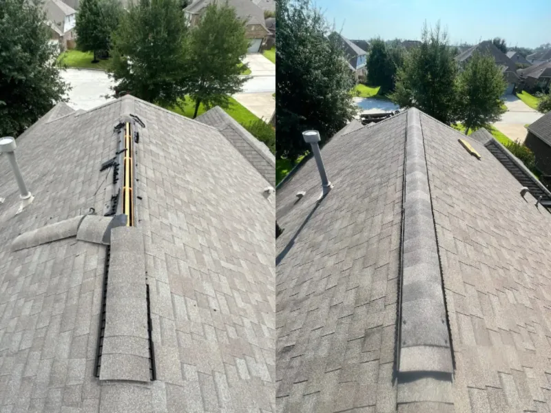 before after storm damage roof