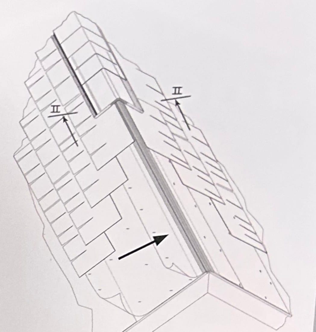 Diagram showing Attic Armor installed along the roof ridge
