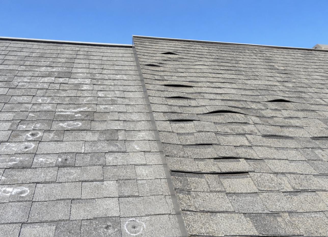 Hail damage vs wind damage on a roof