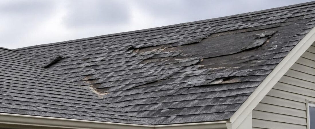Storm damaged roof and insurance claim